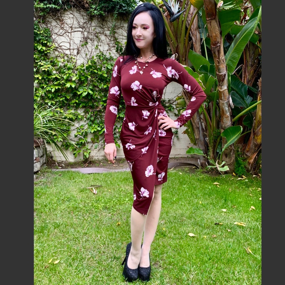 Maroon floral dress